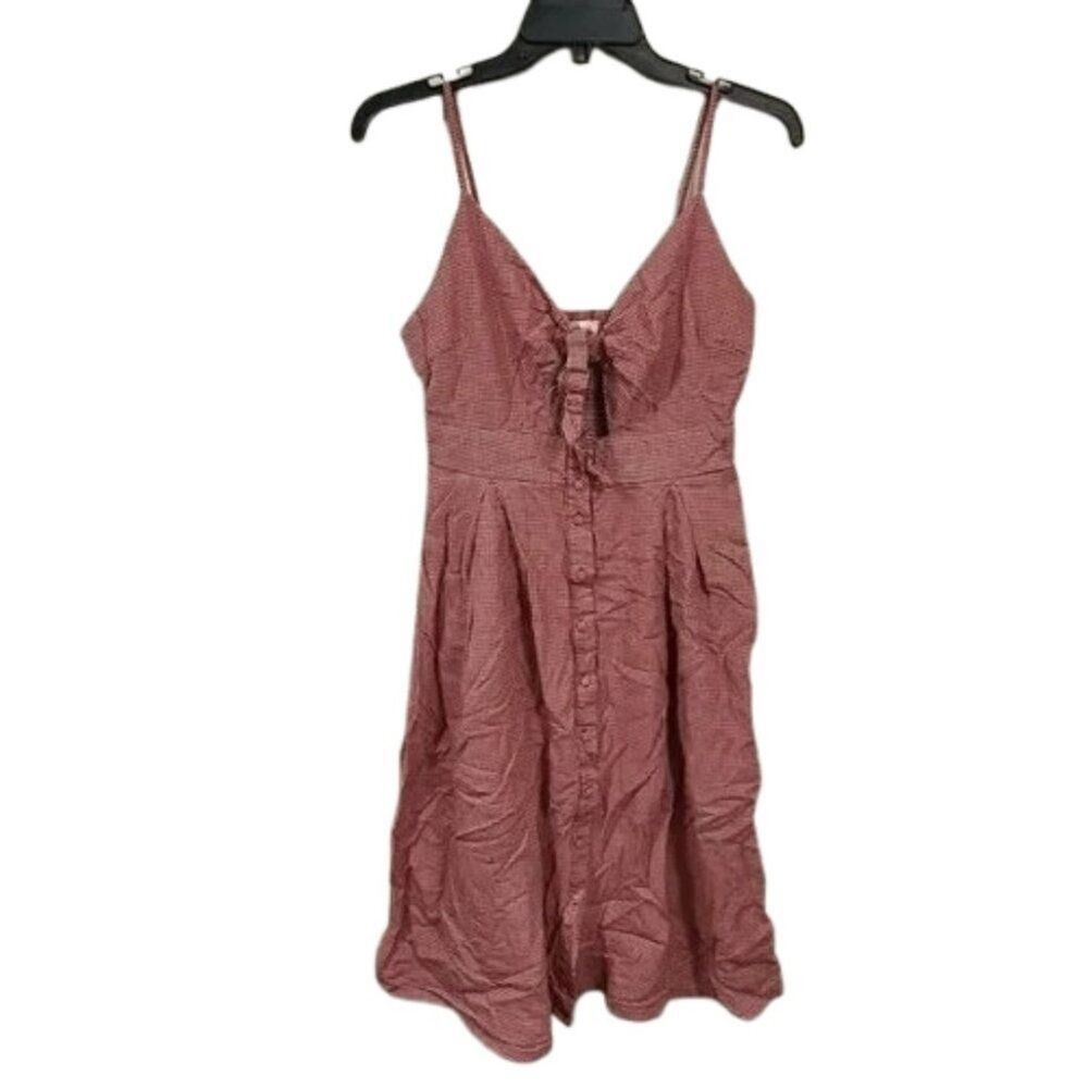 Gilli Picnic Women's Red White Checkered Dress With Front Tie SMALL